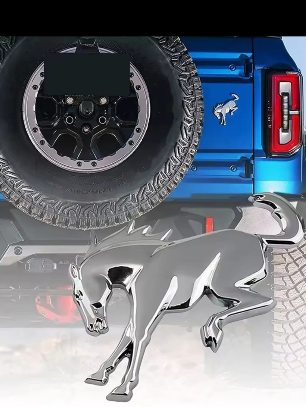 3D Metal Bronco Bucking Horse Badge Emblem  Adhesive Back Choose Color